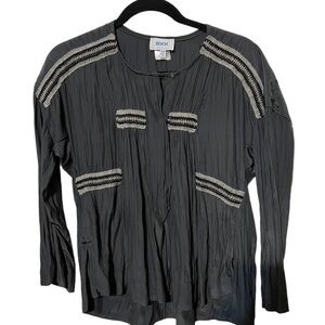 Koch Gray Long Sleeve Pull Over Top Made in the USA 100% Cotton Size Medium